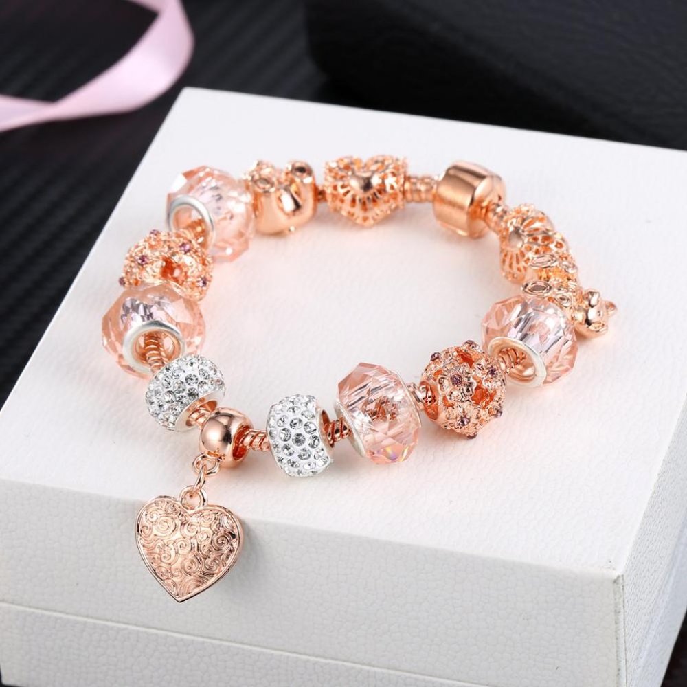 Rose Gold Bracelet with Charms - Picture 2 of 7